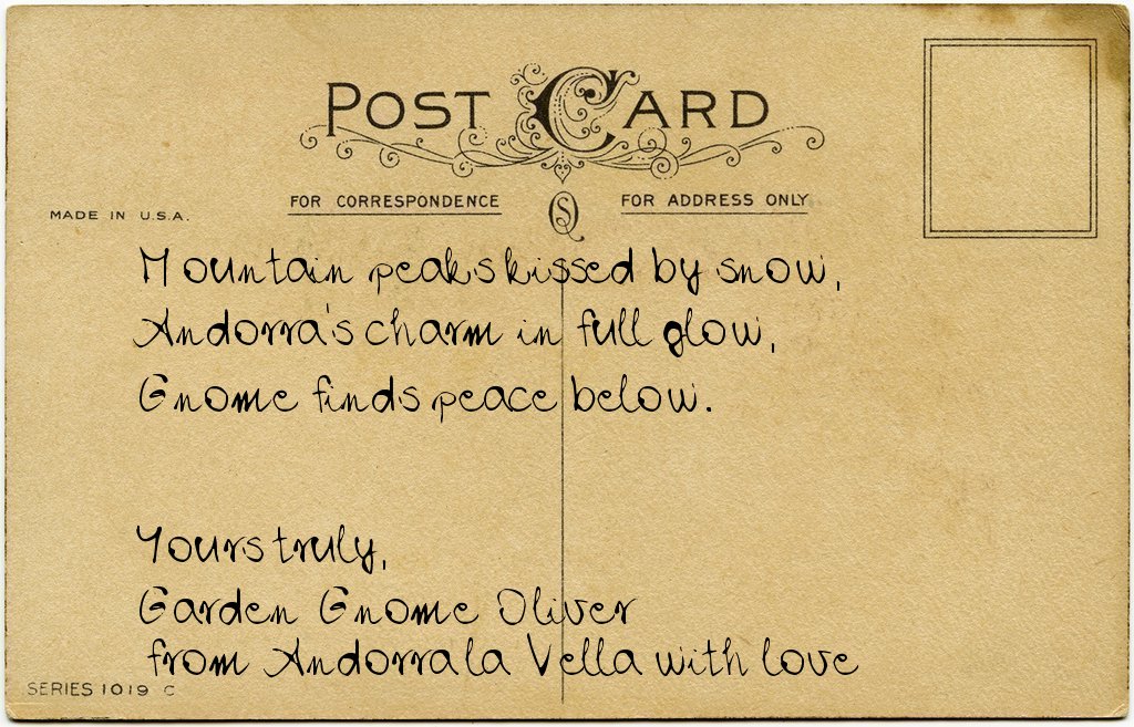 Gnome's postcard from Andorra