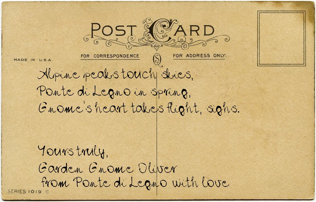 Gnome's postcard from Italy