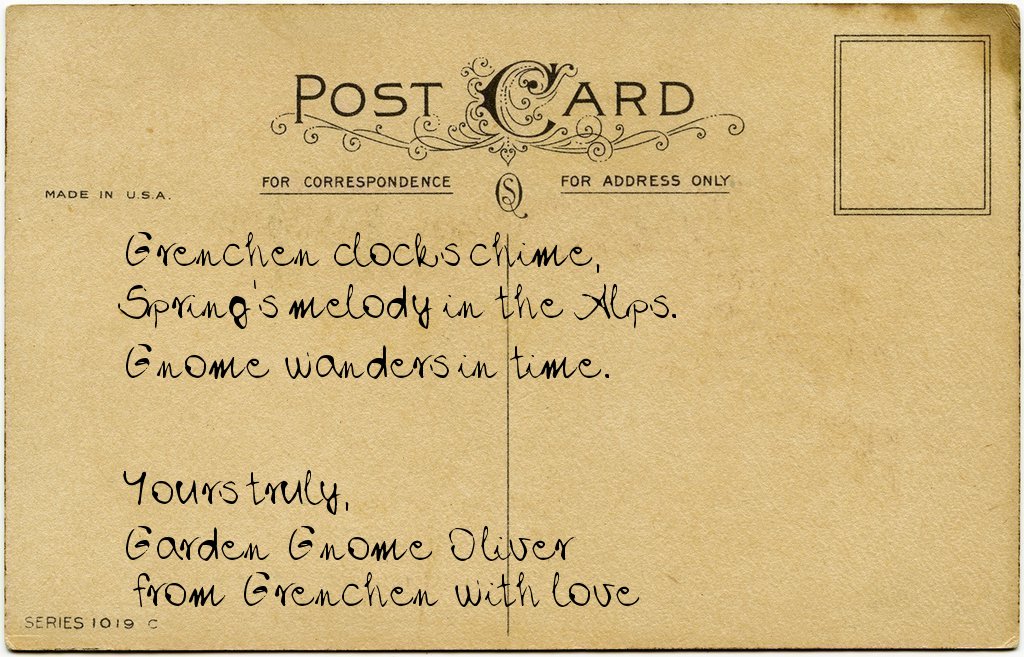 Gnome's postcard from Switzerland