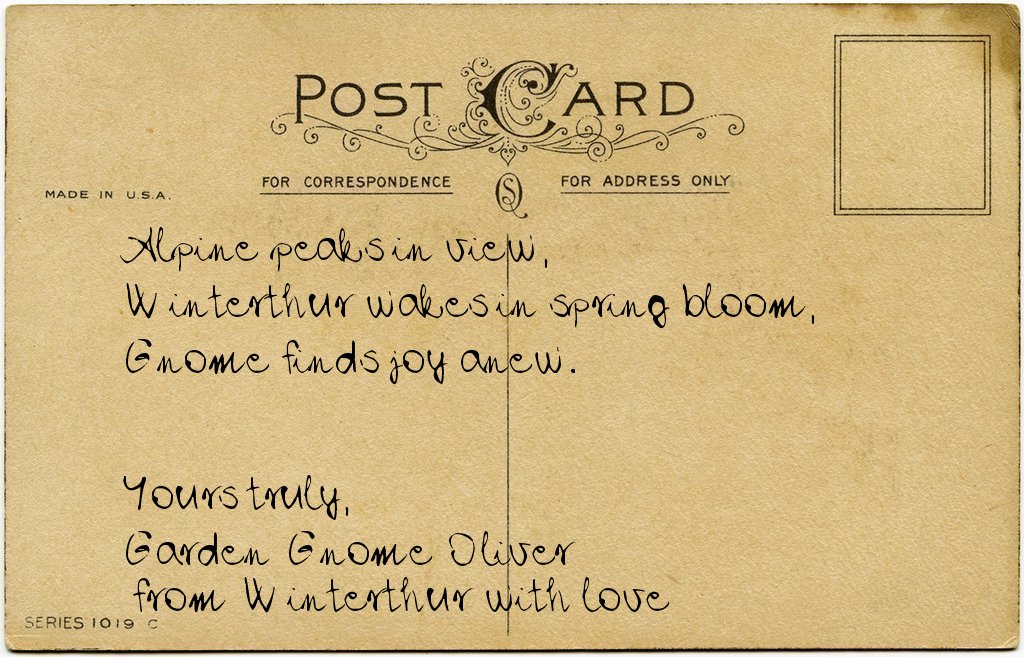 Gnome's postcard from Switzerland