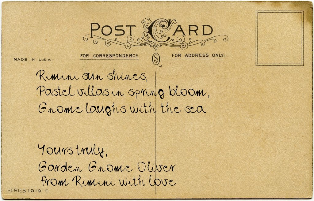 Gnome's postcard from Italy