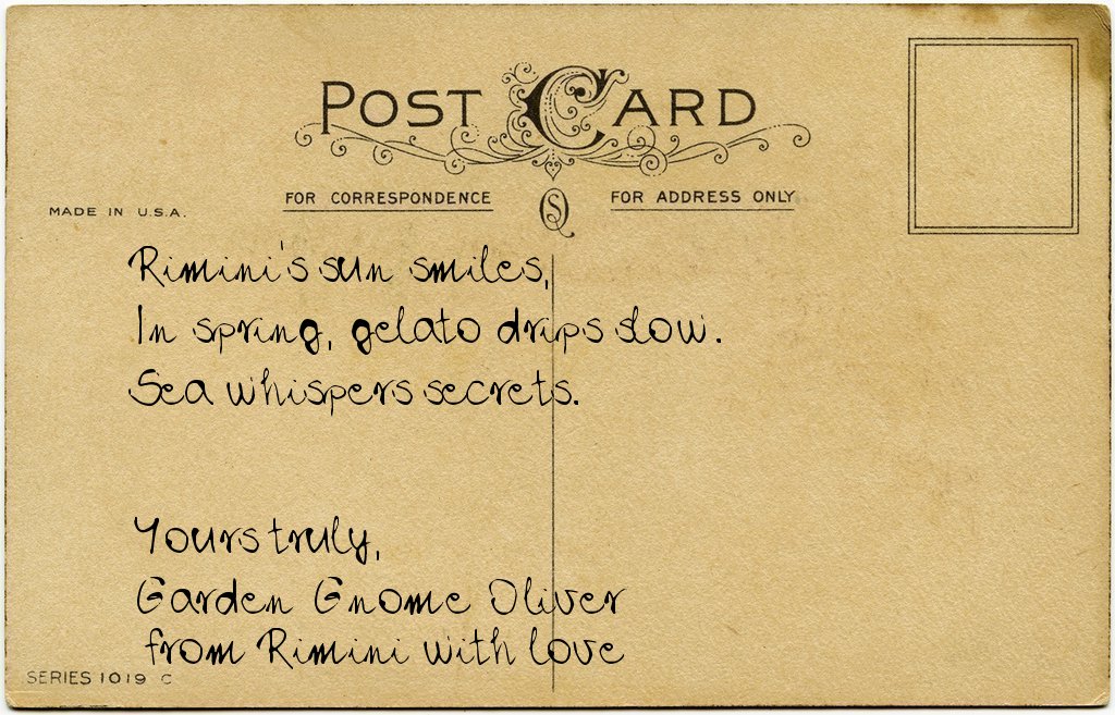 Gnome's postcard from Italy