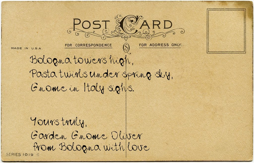 Gnome's postcard from Italy