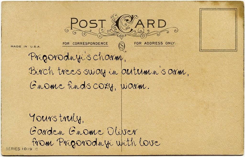 Gnome's postcard from Russia