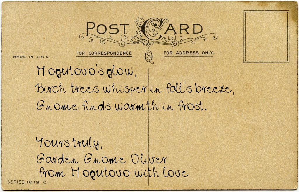 Gnome's postcard from Russia