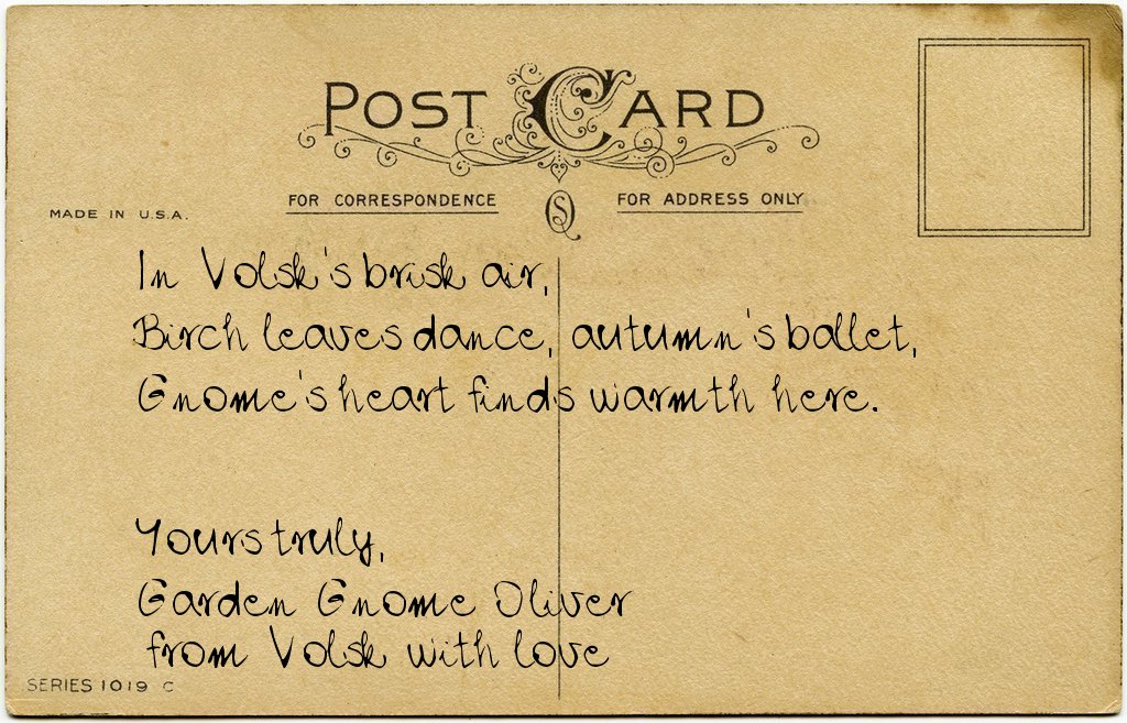 Gnome's postcard from Russia