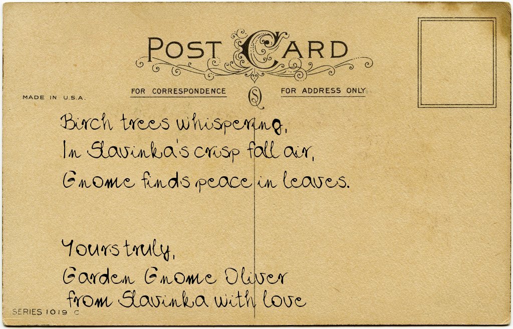 Gnome's postcard from Russia